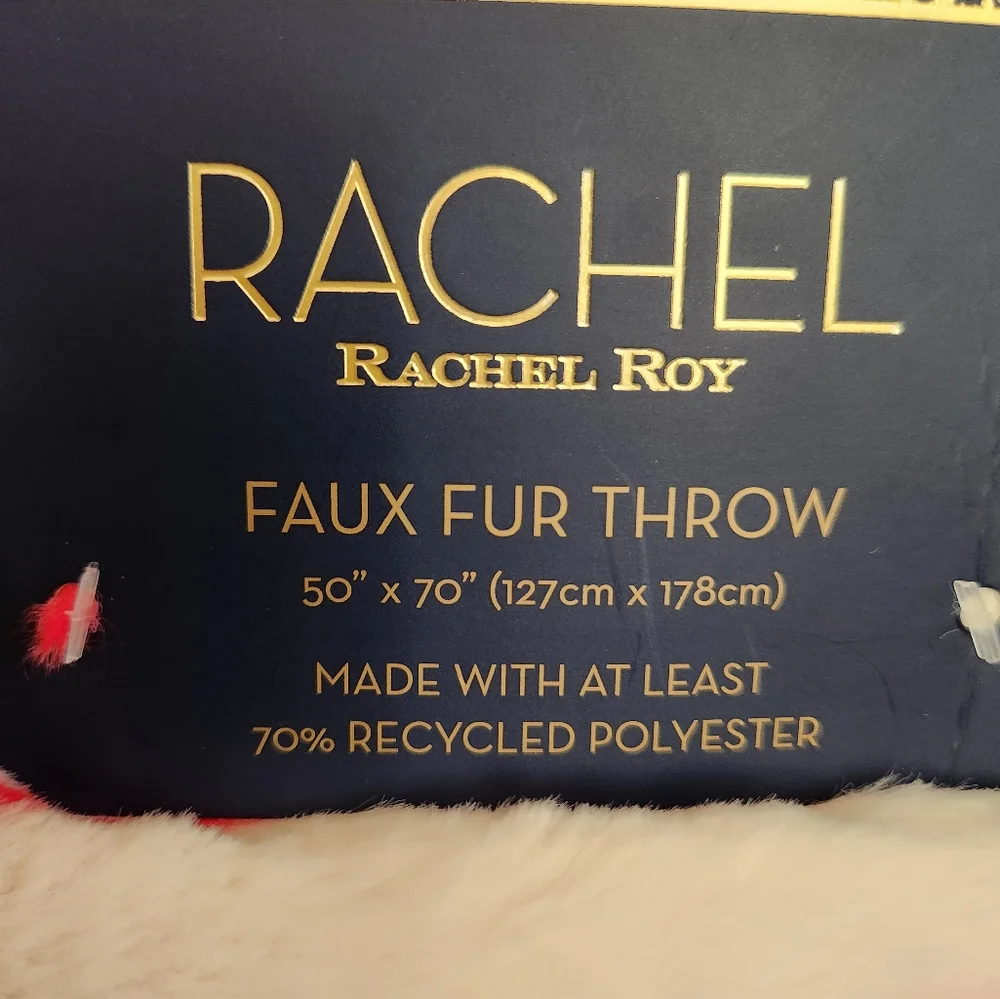 Rachel Roy Christmas blanket faux fur candy cane nwt